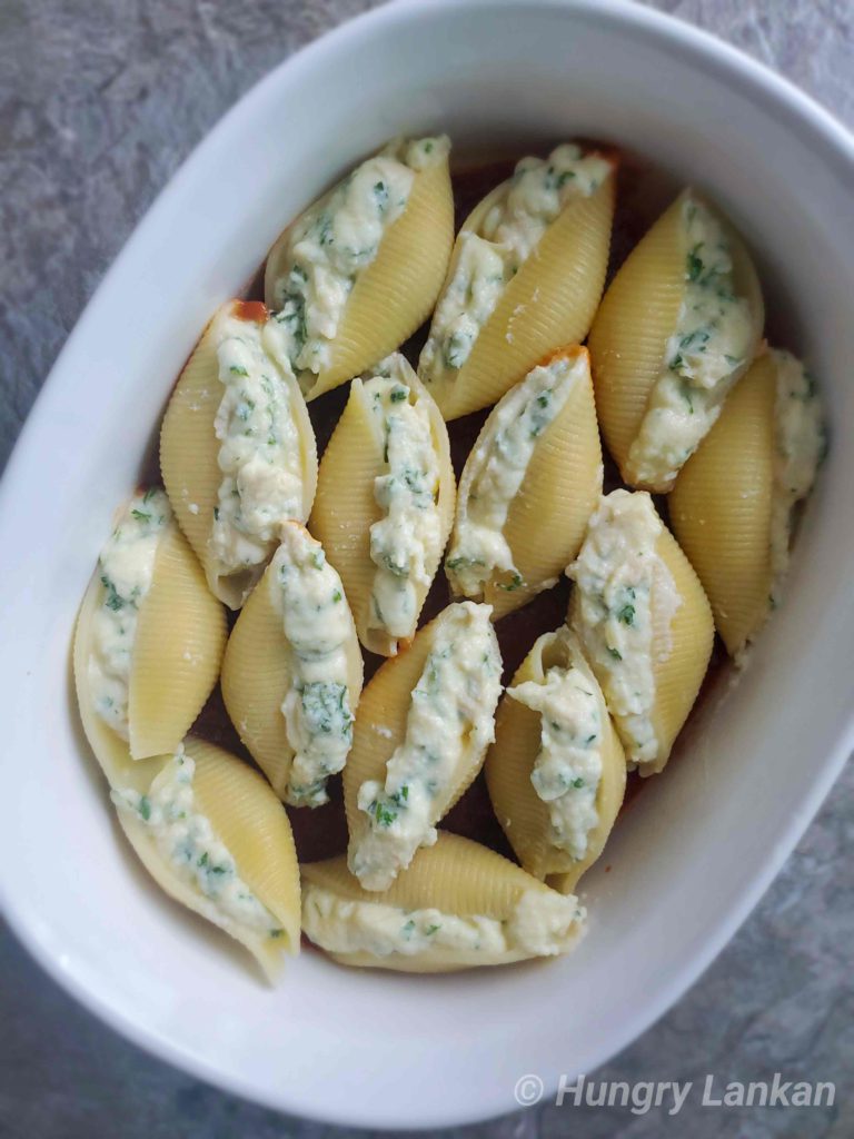 Baked Jumbo Pasta Shells - Hungry Lankan