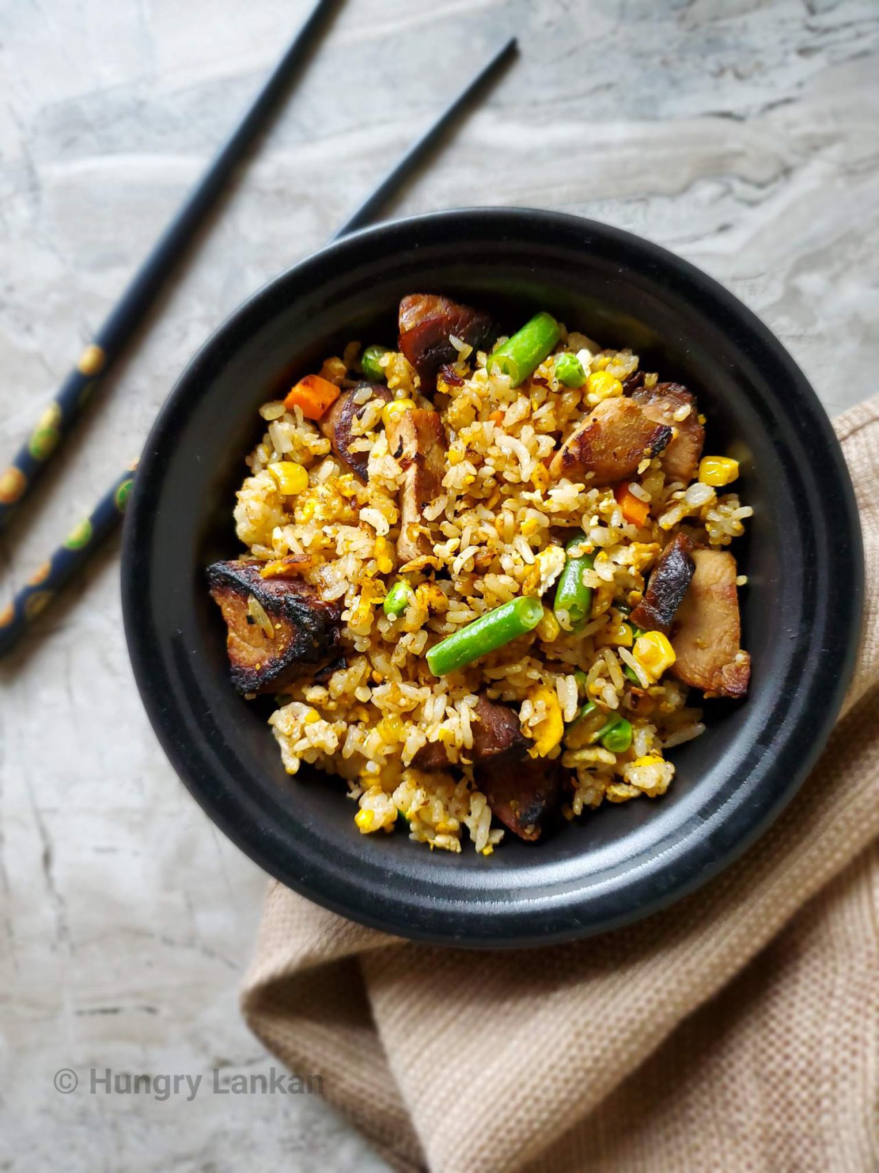 Chinese Pork Fried Rice - Hungry Lankan