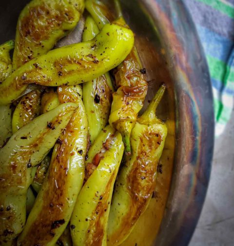 Grilled stuffed banana peppers