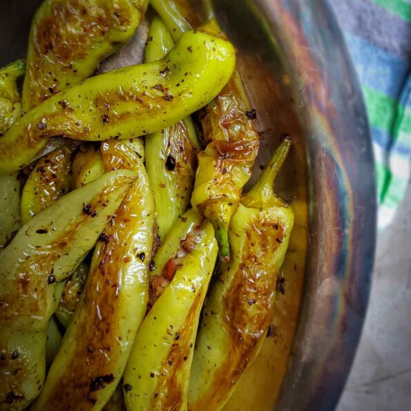 Grilled stuffed banana peppers