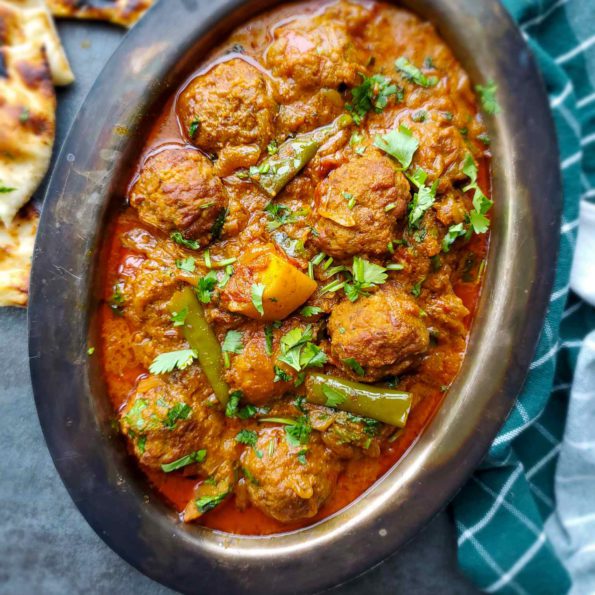 Meatball curry with potatoes, kofta curry, indian meatball curry