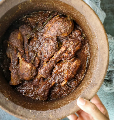 Sri Lankan kalu pol chicken