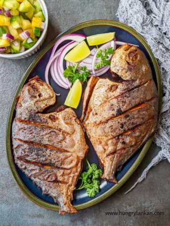 Pan-fried pompano fish spicy