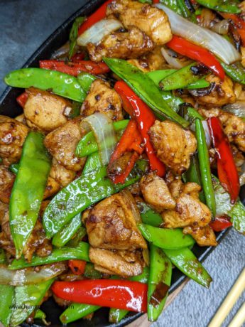 Asian chicken peppers and beans