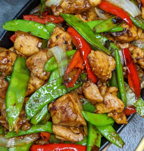 Asian chicken peppers and beans