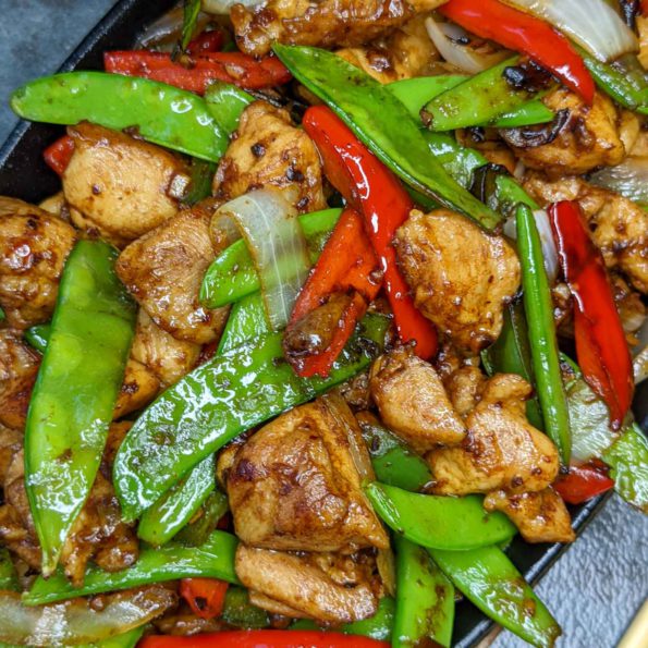 Asian chicken peppers and beans