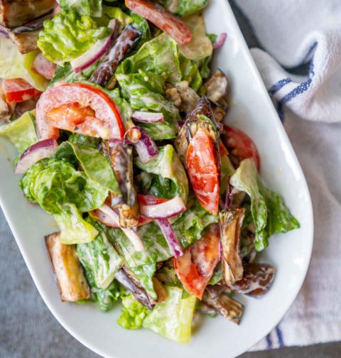 Eggplant and lettuce salad