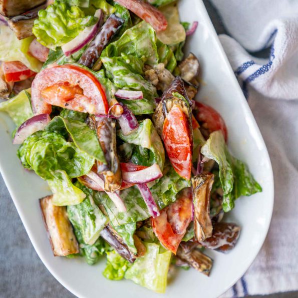 Eggplant and lettuce salad