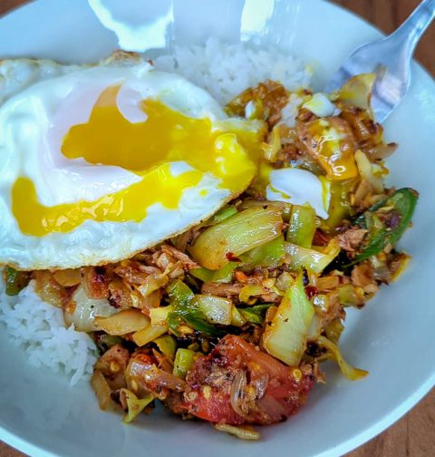 Spicy Tuna cabbage stir-fry