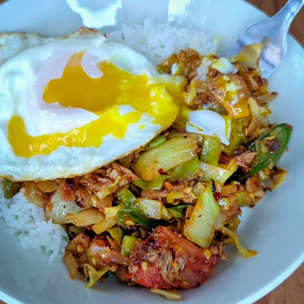 Spicy Tuna cabbage stir-fry